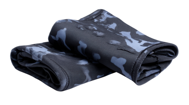 Folded camo fabric with a stylish design, ideal for various projects and crafts, on a clean white background.