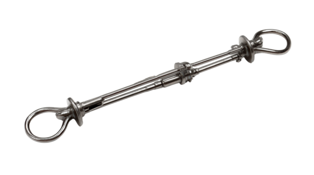 Metal connector with eyelets, perfect for various hobbies and leisure activities, isolated on white background.