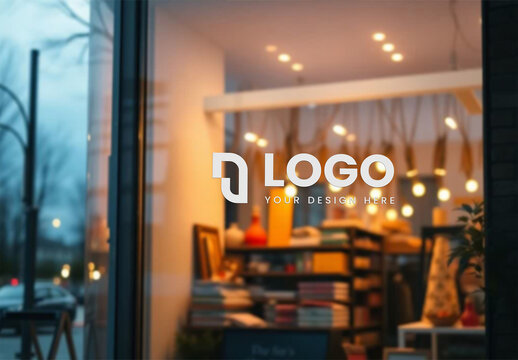 Logo On Glass Storefront Mockup
