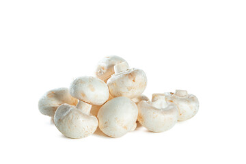Whole fresh champignons isolated on white background.
