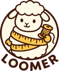 Cheerful Cartoon Sheep with Measuring Tape Logo.eps