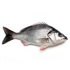 Obraz premium Vibrant Sea Bass Fish with Sleek Design on White Background