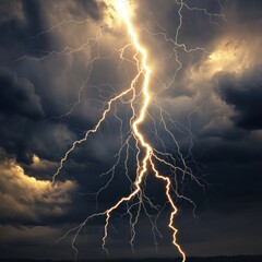 Dramatic Lightning Bolt Strikes Dark Clouds in Powerful Display