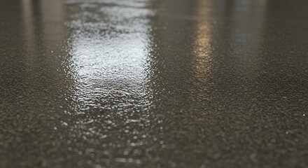 Wet, Reflective Epoxy Floor with Subtle Textured Surface and Light Reflections