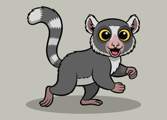 cute little indri with big eyes running and smiling happy