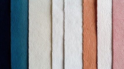 Close-up of a collection of different colors of fabric. there are nine strips of fabric arranged in a grid-like pattern, with each strip having a different color.
