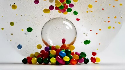 colorful jelly beans floating in a glass orb - Powered by Adobe