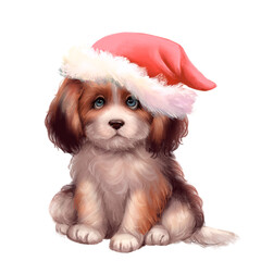 Hand-Drawn Christmas Puppy Illustration