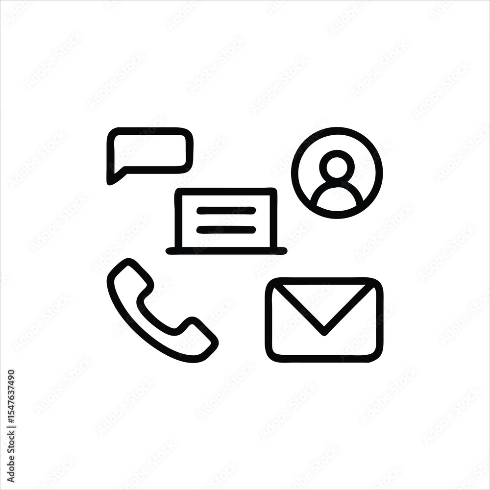 Poster a comprehensive web vector set of contact us and email icons, buttons, and communication symbols for