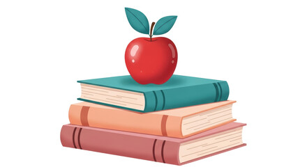 Isolated Apple on Books