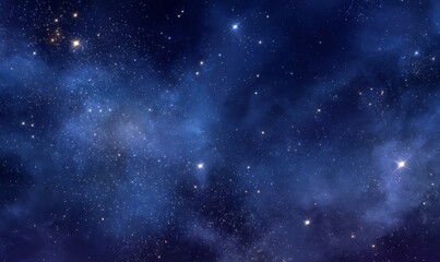 Obraz premium Dark Blue Night Sky with Sparkling Stars and Nebulae