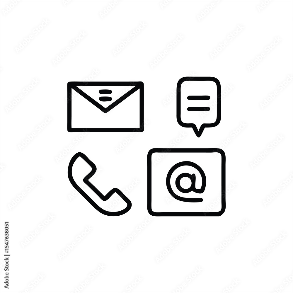 Poster email contact icons set for web and mobile communication