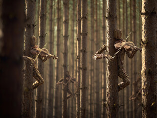 Old rusty barbed wire fence on a wooden post with green plants