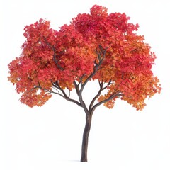 Vibrant Red and Orange Maple Tree in Autumn Natural Landscape