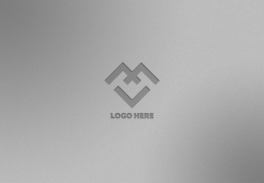 Metal Engraved 3D Logo Mockup on Silver Texture Background