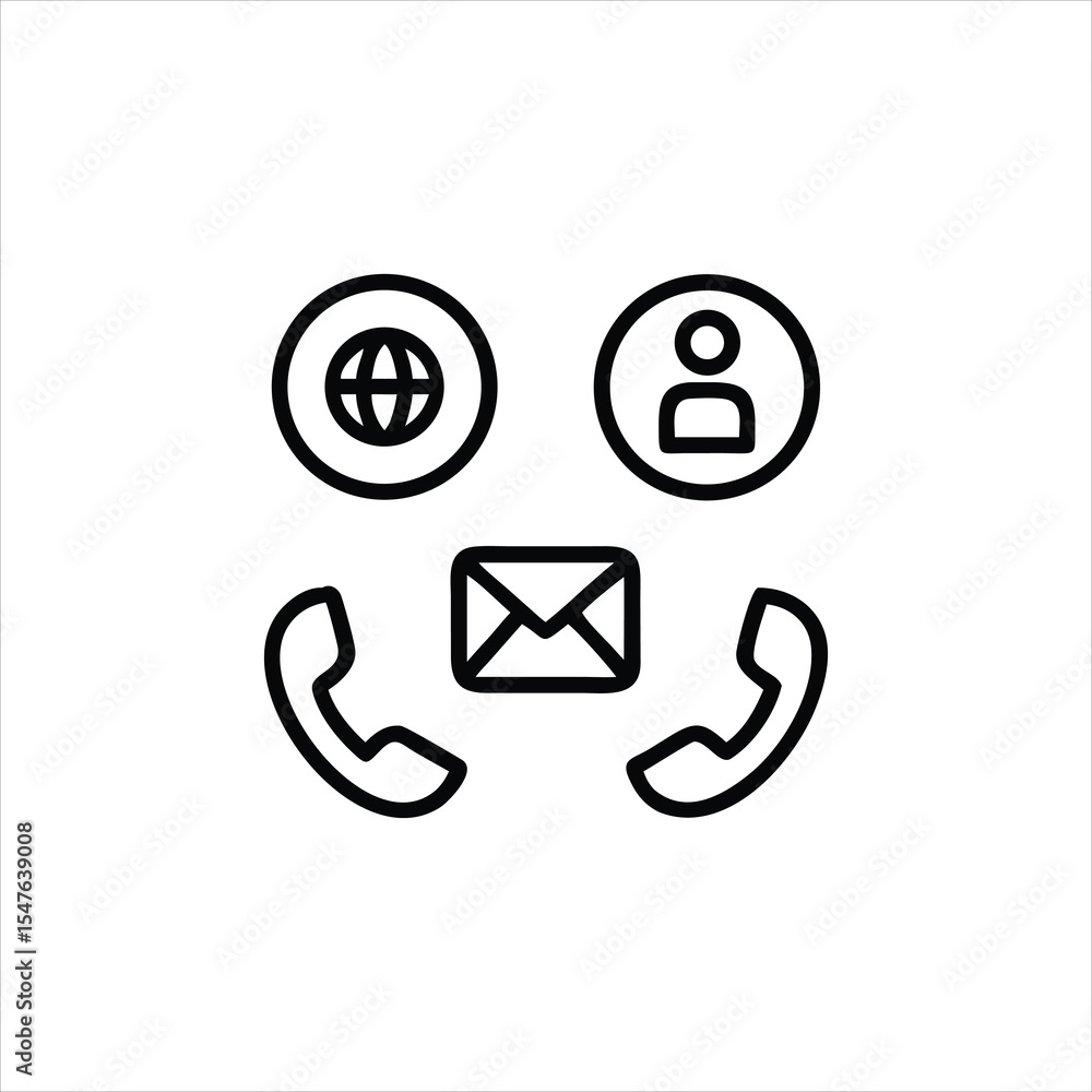 Poster email and contact us icon set for web communication