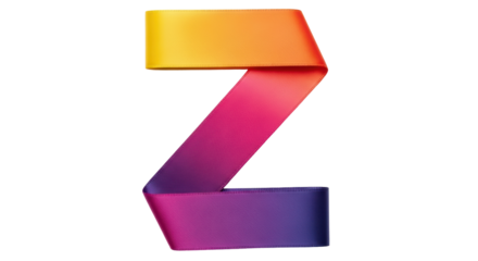 Isolated colorful ribbon in the shape of the letter z
