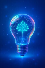 A light bulb with a tree inside
