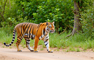 Tiger Strolling in the Forest