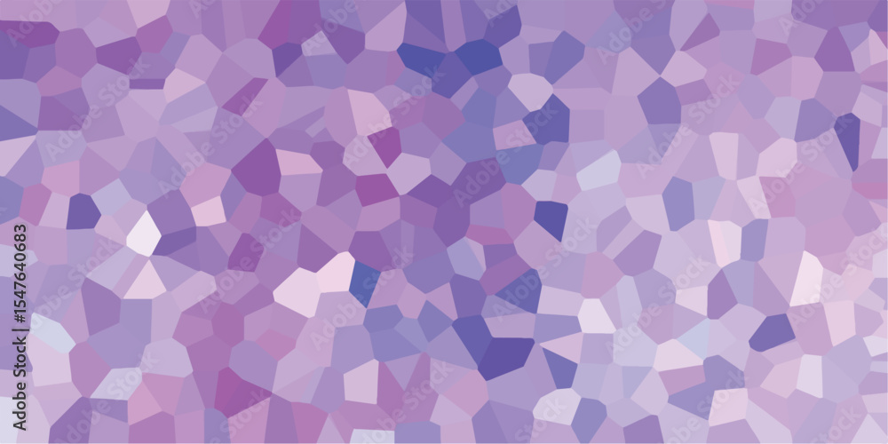 Poster abstract mosaic geometric pattern in shades of purple lavender and blue creating a textured backgrou