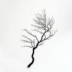 Obraz premium Minimalist Tattoo Illustration of a Simple Bare Tree Design