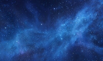 Naklejka premium Dark Blue Night Sky with Sparkling Stars and Nebulae