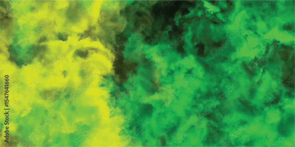 Poster abstract watercolor background with green and yellow swirls creates a modern and artistic design for