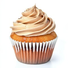 Cute Cupcake Isolated on White Background with Creamy Frosting