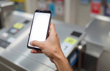Mobile Phone Scanning Turnstile Scene