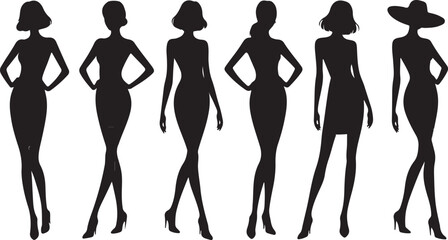 Elegant Female Silhouettes in Dress and Heels