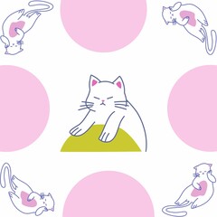 Cute Cat Wallpaper - Kawaii Feline Pattern, Minimalist Cat Lover Background for Phone & Desktop