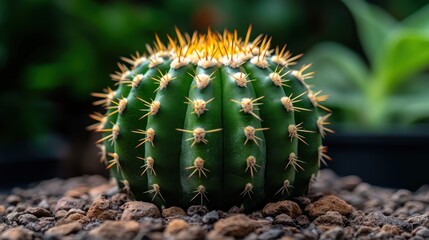 Close-up of a vibrant green cactus