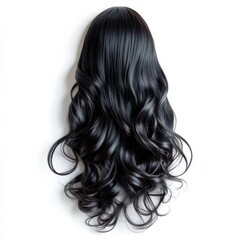 Naklejka premium Long Layered Mockup with Cascading Curls of Black Hair