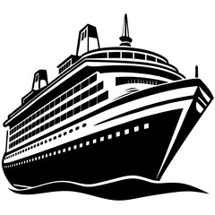 Obraz premium Cruise ship sailing on the ocean isolated on white background