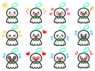 落書き風てるてる坊主のイラスト素材セット4