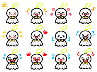 落書き風てるてる坊主のイラスト素材セット2