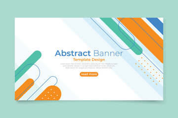 Colorful abstract banner design with diagonal stripes and rounded shapes