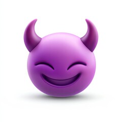 Obraz premium Purple Devil Emoji Isolated on White Background for Fun Designs
