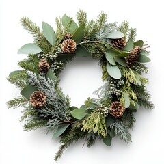Contemporary Minimalist Wreath with Pinecones and Greenery Decor