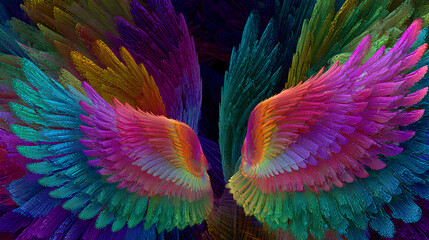 Obraz premium Rainbow Angel Wings Abstract Spiritual Art