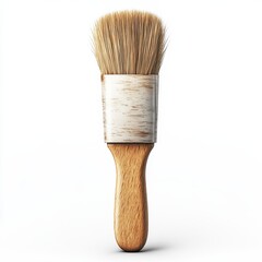 High-Quality Illustration of a Paint Brush with Wooden Handle