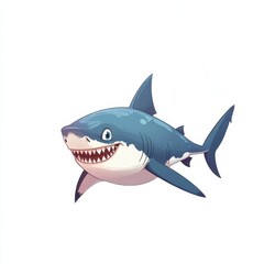 Cartoon Vector Character of a Brave Shark in 2D Style