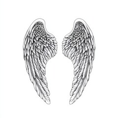 Minimalist Illustration of a Pair of Elegant Feather Wings Tattoo