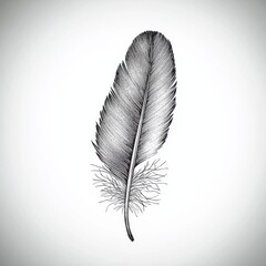 Delicate Minimalist Tattoo Illustration of a Bird Feather Design