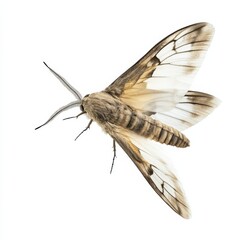 Moth with Delicate Wings Fluttering in Silent Flight