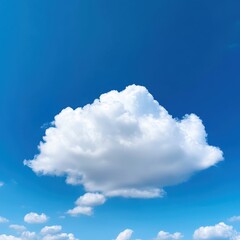 Soft White Cloud in a Clear Blue Sky for Tranquil Atmosphere