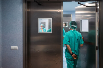 Surgeon entering the operating room