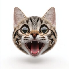 Cute Cat Face Emoji Isolated on White Background for Fun Designs