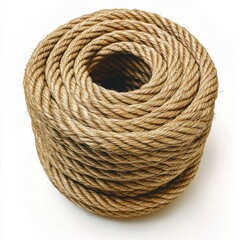 Crisp Detailed Coil of Rope on a Clean White Surface
