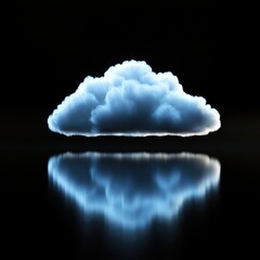 Softly Glowing Isolated Cloud with Reflection on Dark Background